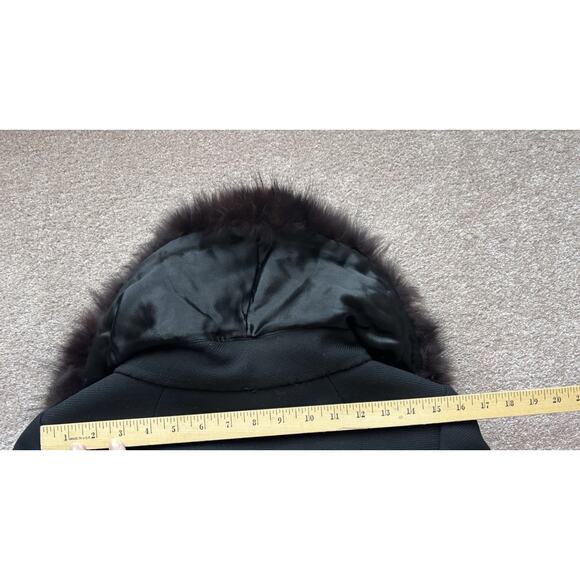 Vintage Union Made Black Wool Over Coat Dramatic Fur Collar CBK Style Tailored - Picture 14 of 16